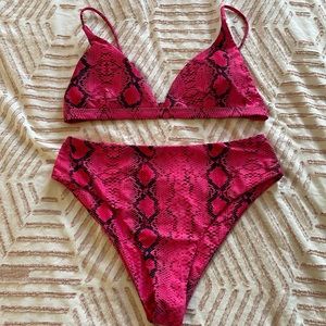 Pink Snake Print Bikini